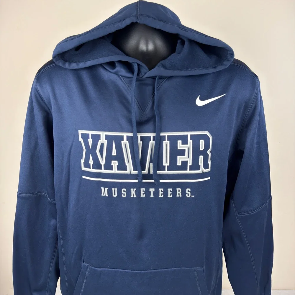 Nike Xavier Musketeers Therma-FIT Hoodie Mens Medium Blue Pullover Sweatshirt